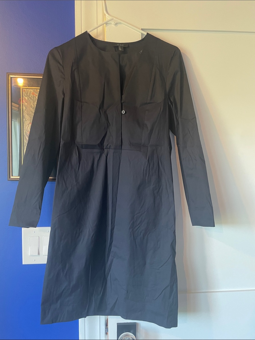 COS Black Long-Sleeve Minimalist A-Line Dress